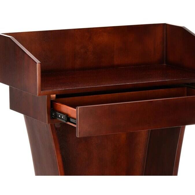 Alt View 2. AdirOffice - Wood Podium Presentation Lectern Speaker Stand with Drawer - Cherry.