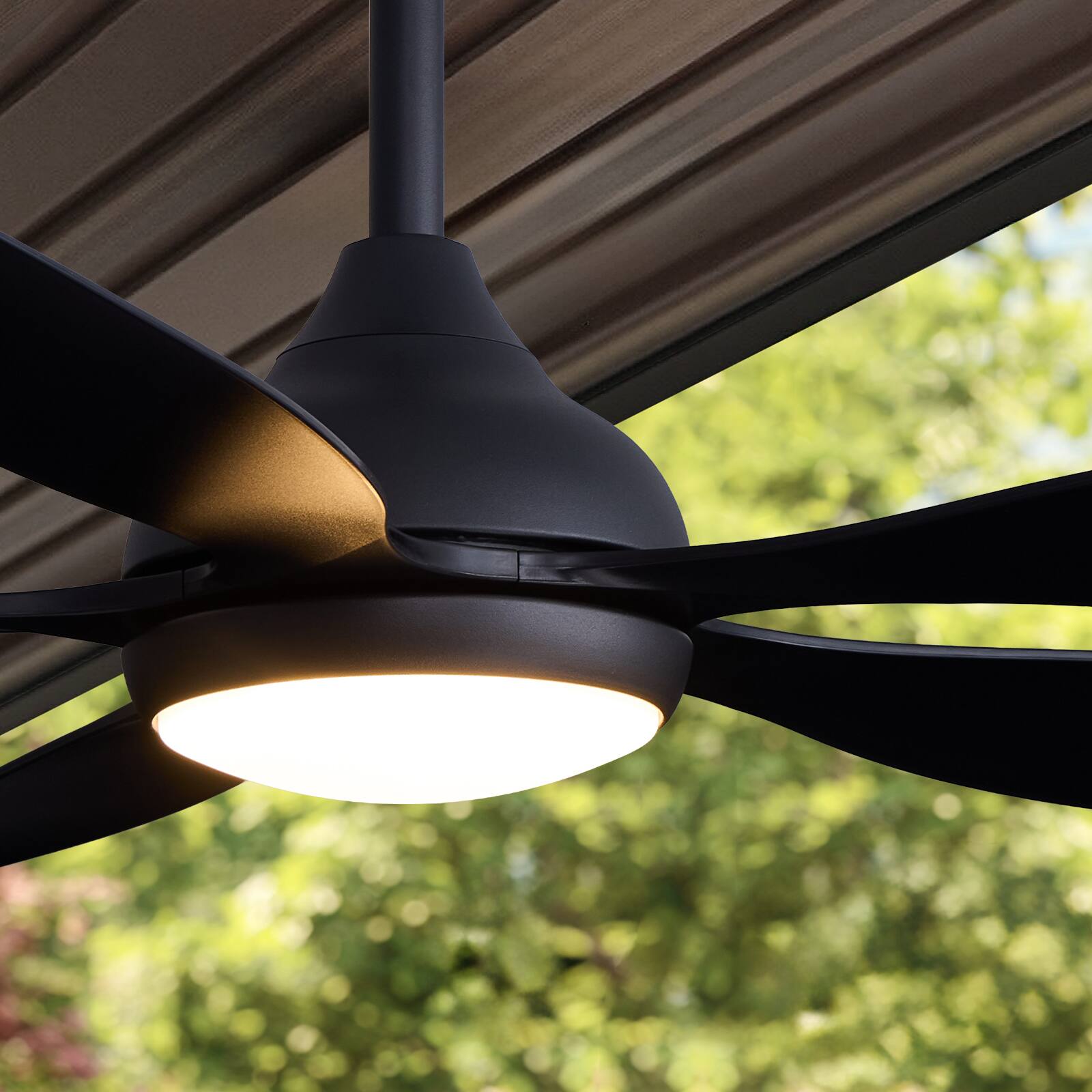 Alt View 3. Siljoy - 52 Inch 5 Blade Matte Black Modern Ceiling Fan with Dimmable LED Light Remote and App Control for Bedroom Living Room - Matte Black.