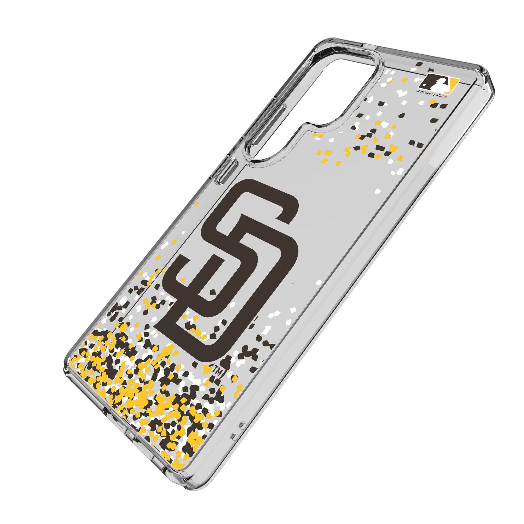 Alt View 1. Keyscaper - San Diego Padres Galaxy S8 Confetti Design Clear Case - S23 Ultra - Multicolor.