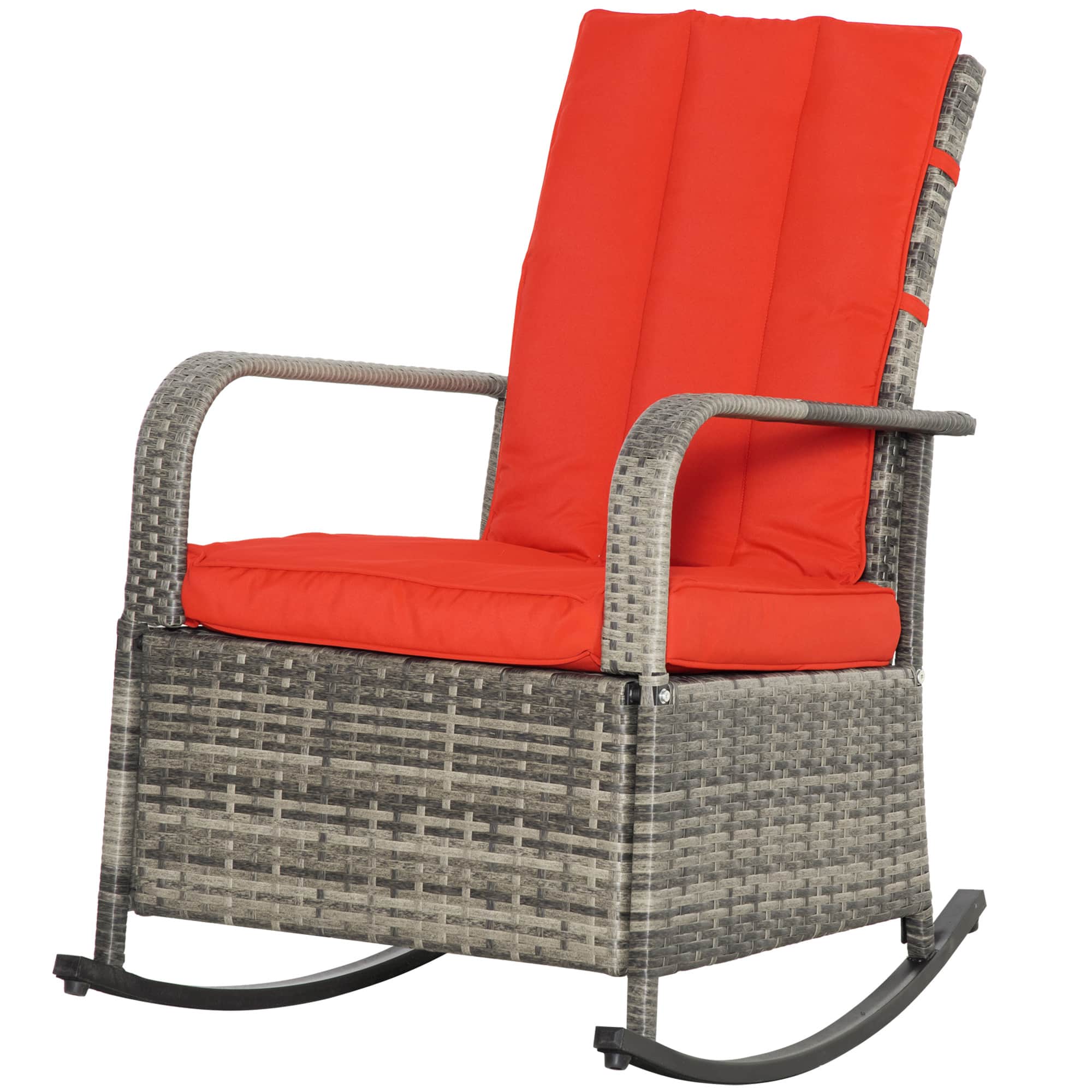 Outsunny - Rattan Rocking Recliner with Footrest - Mixed Brown/Red