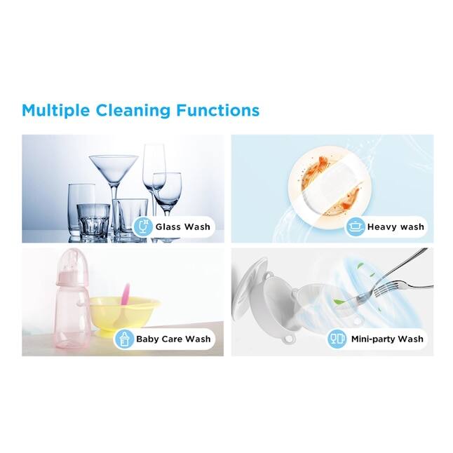 Multiple Cleaning Functions

- Glass Wash
- Heavy Wash
- Baby Care Wash
- Mini-party Wash