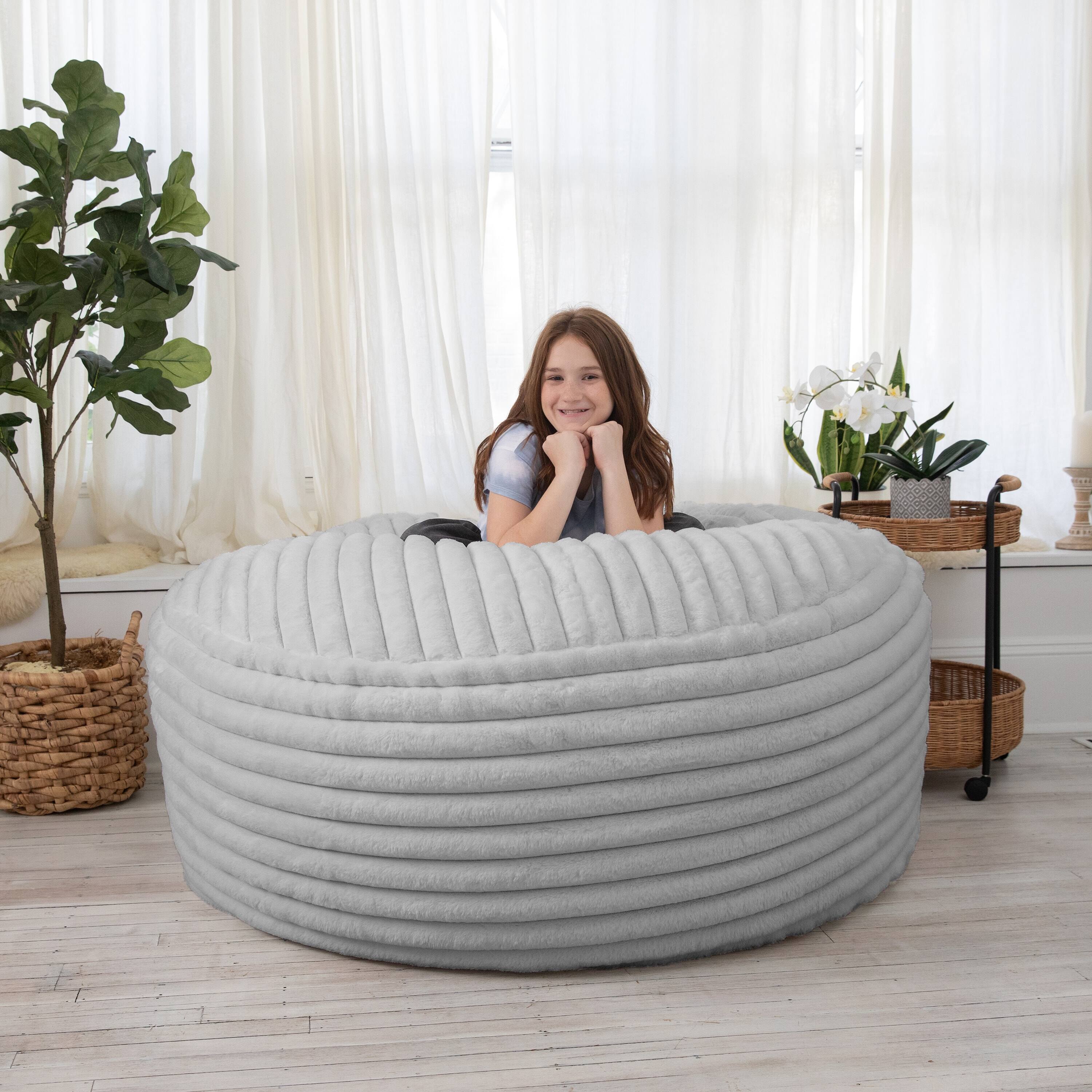 Alt View 1. Jaxx - Jaxx 5 Foot Saxx Bean Bag Chair for Adults - Luxe Faux Fur, Mondo Grey - Mondo Grey.