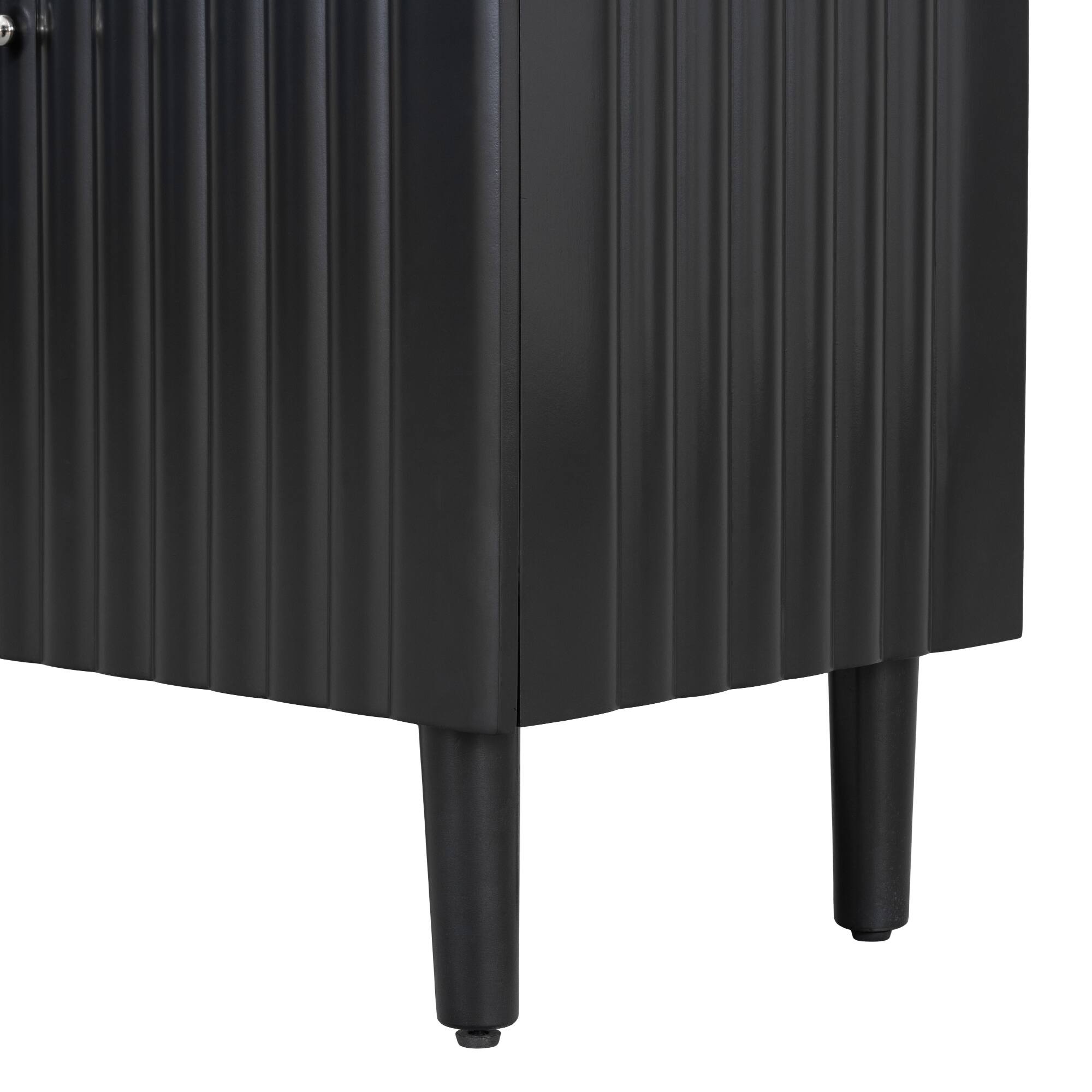 Alt View 6. Spaco - Spaco 4-Door Sideboard, Buffets with Wavy Pattern, Metal Handles and Legs, Adjustable Shelves for Living Room Entryway - Black.