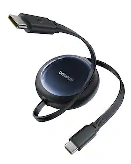 Baseus - Retractable USB-C to USB-C Cable, 100W Fast Charging, 4.9ft, 6-Stage Length Control - Black