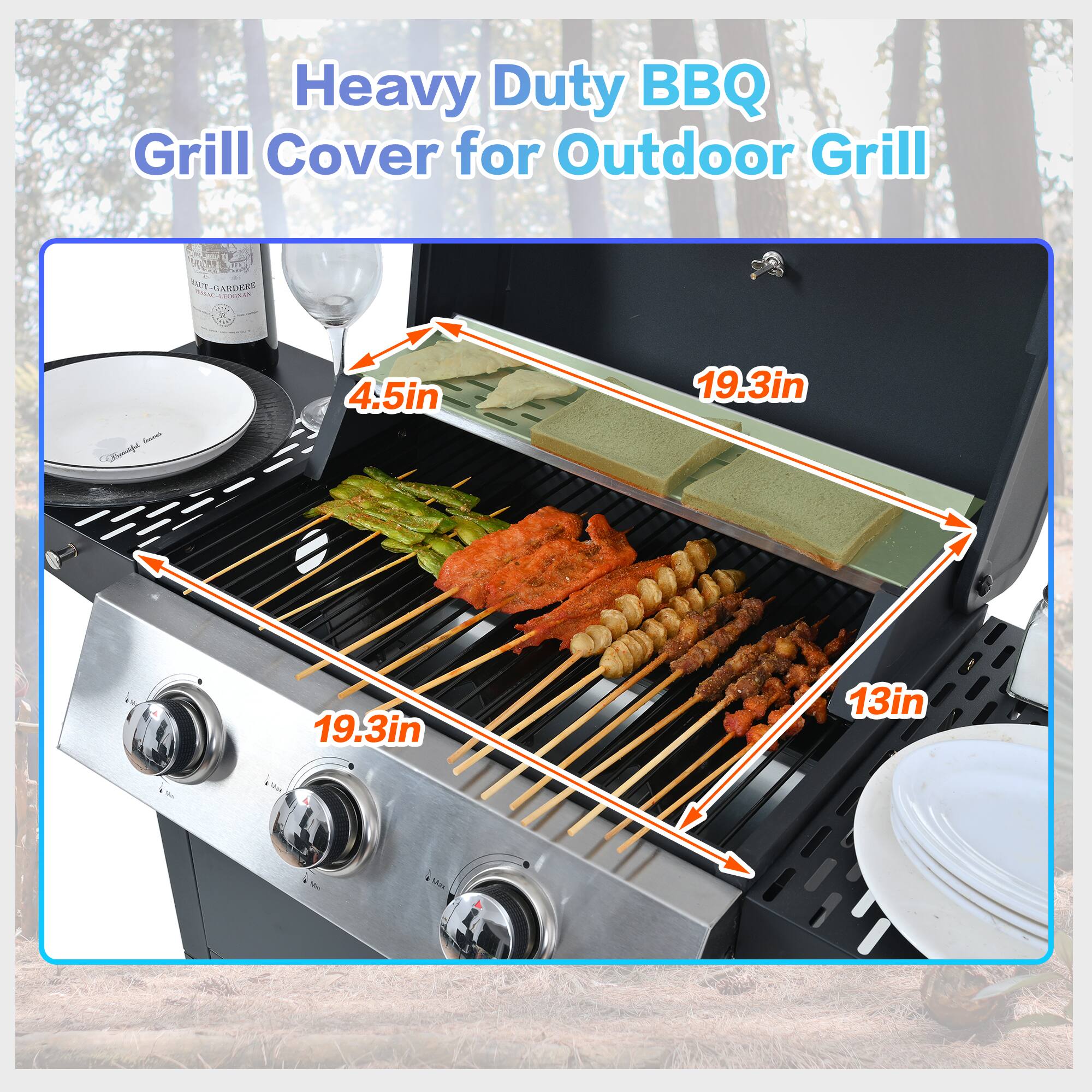 Heavy Duty BBQ Grill Cover for Outdoor Grill  
Dimensions: 4.5in x 19.3in x 19.3in x 13in