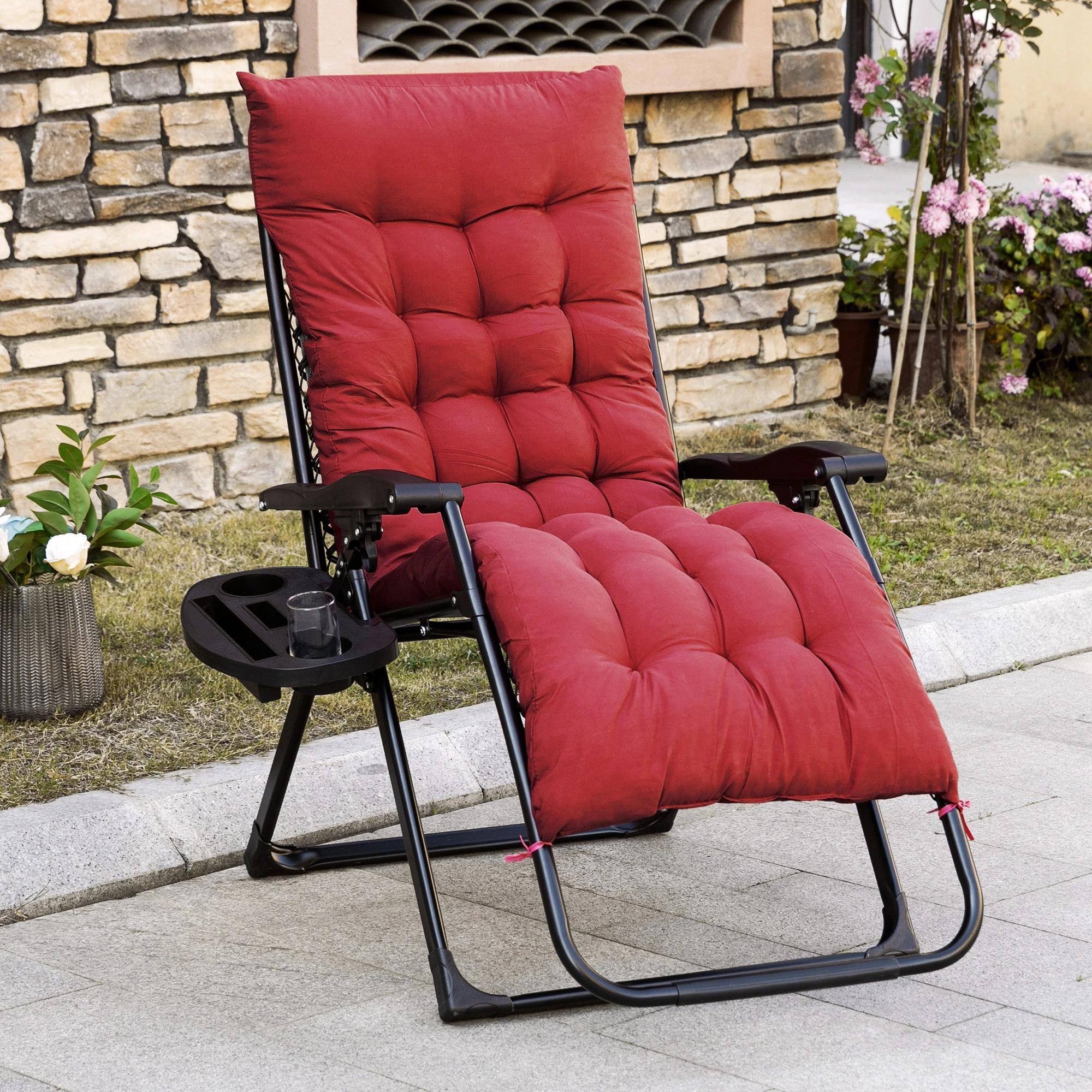 Alt View 7. Resenkos - Resenkos Zero Gravity Recliner, Comfortable Folding Chair with Cup Holder, Perfect for Relaxation,Red - Red.