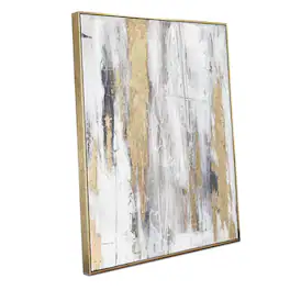 Hirose Alice - Contemporary Gold and Neutral Abstract Wall Art - inch x 2 Framed - Modern Décor for living room bedroom - Gold & Gray 32"L x 24"W