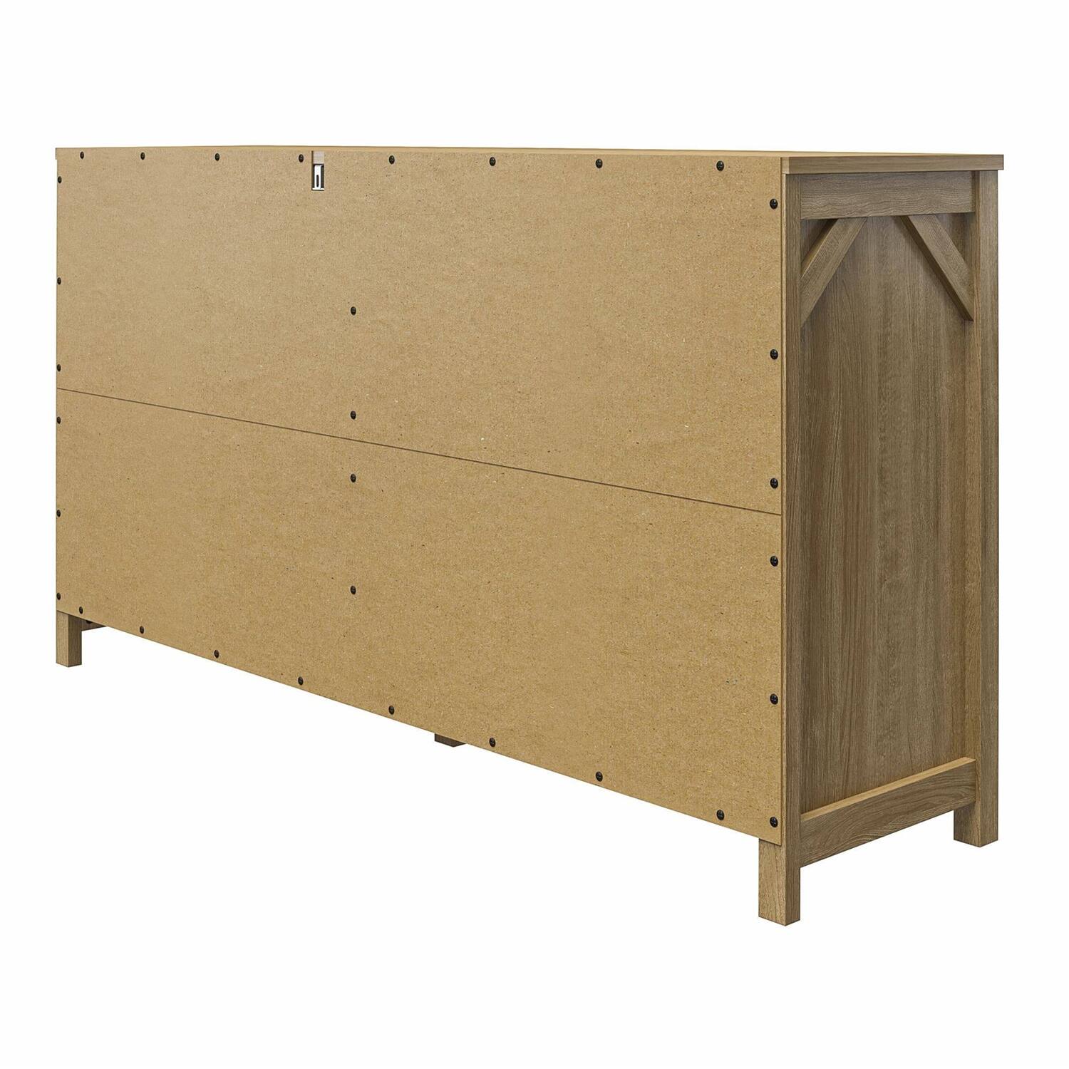 Left. Hivvago - Rustic Farmhouse 6-Drawer Dresser in Natural Wood Finish - Natural.