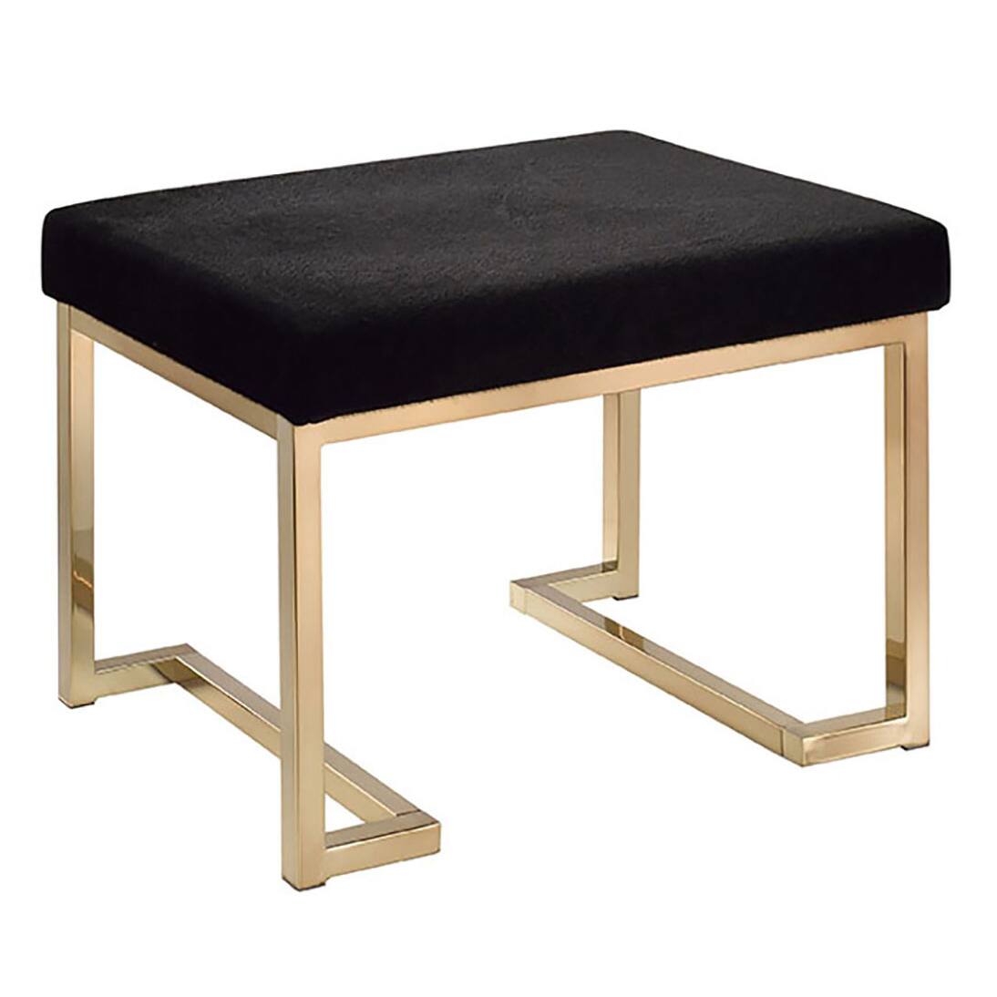 Angle. Tiramisubest - Black and Champagne Ottoman with Metal Base - Black.