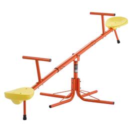 VEVOR - Kids Seesaw, 100 lbs Load Capacity per Seat, Sit and Spin Teeter Totter with 4-prong Support Legs - Orange, yellow