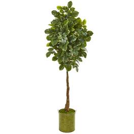 BreeBe - 69" Beech Leaf Artificial Tree in Metal Planter - Green