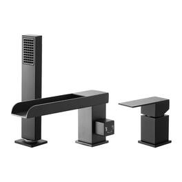 VEVOR - Roman Tub Faucet, 3 Hole Waterfall Bathtub Faucet, Widespread Roman Tub Faucets with Shower Head & 1 Handle - Black