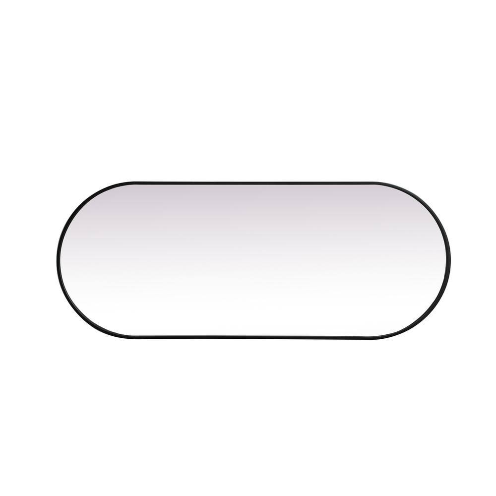 Back. Elegant Decor - Metal Frame Oval Mirror 24x60 Inch in Black - Black.