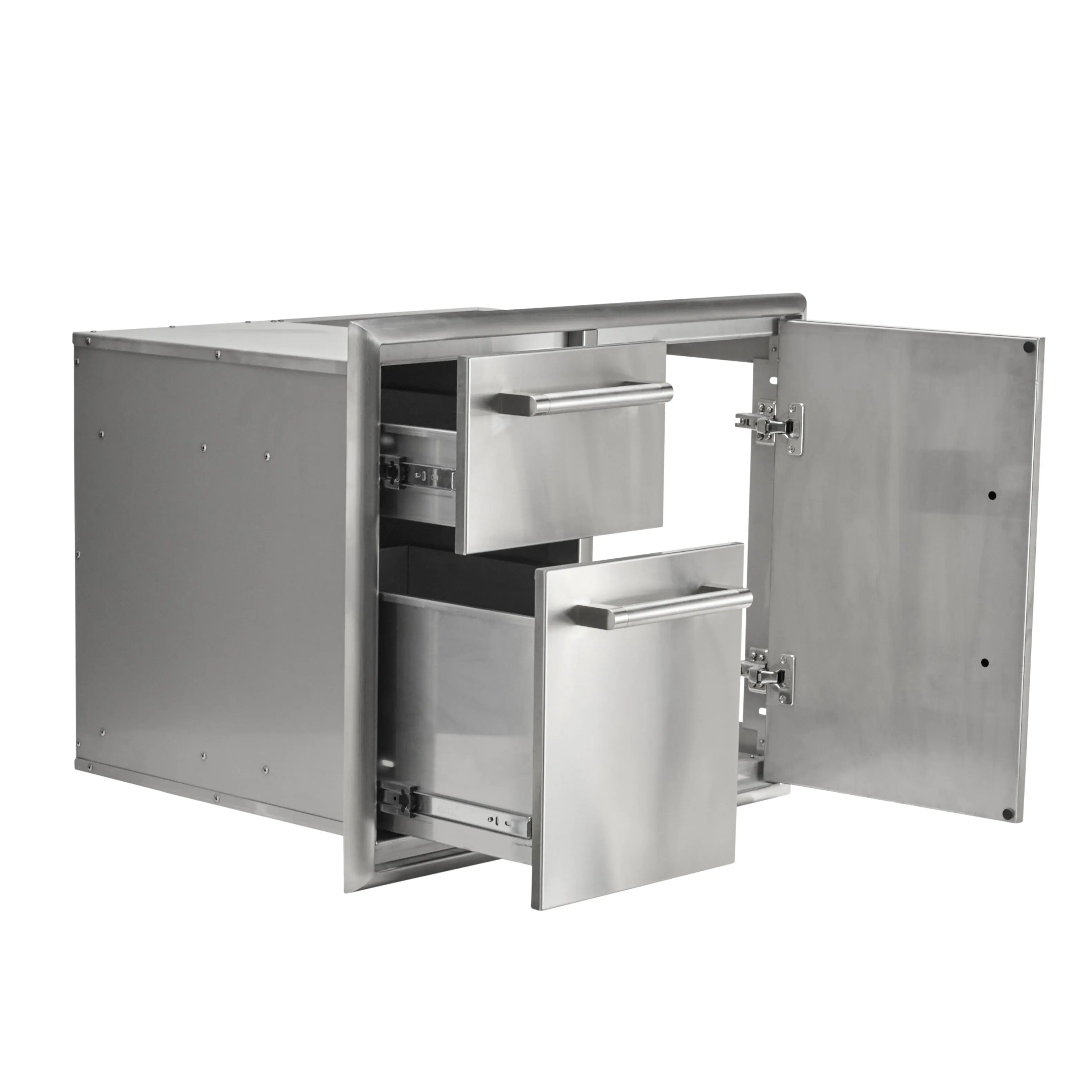 Angle. Coyote Outdoor Living - Coyote Outdoor Living 31" Access Door & Double Drawer Combo - Stainless Steel.