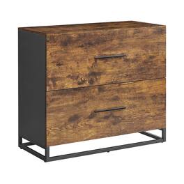 Songmics Home - Lateral File Cabinet, Home Office Printer Stand, 2-Drawer Filing Cabinet, with Anti-tip Interlocking Mechanism, for A4 - Rustic Brown and Ink