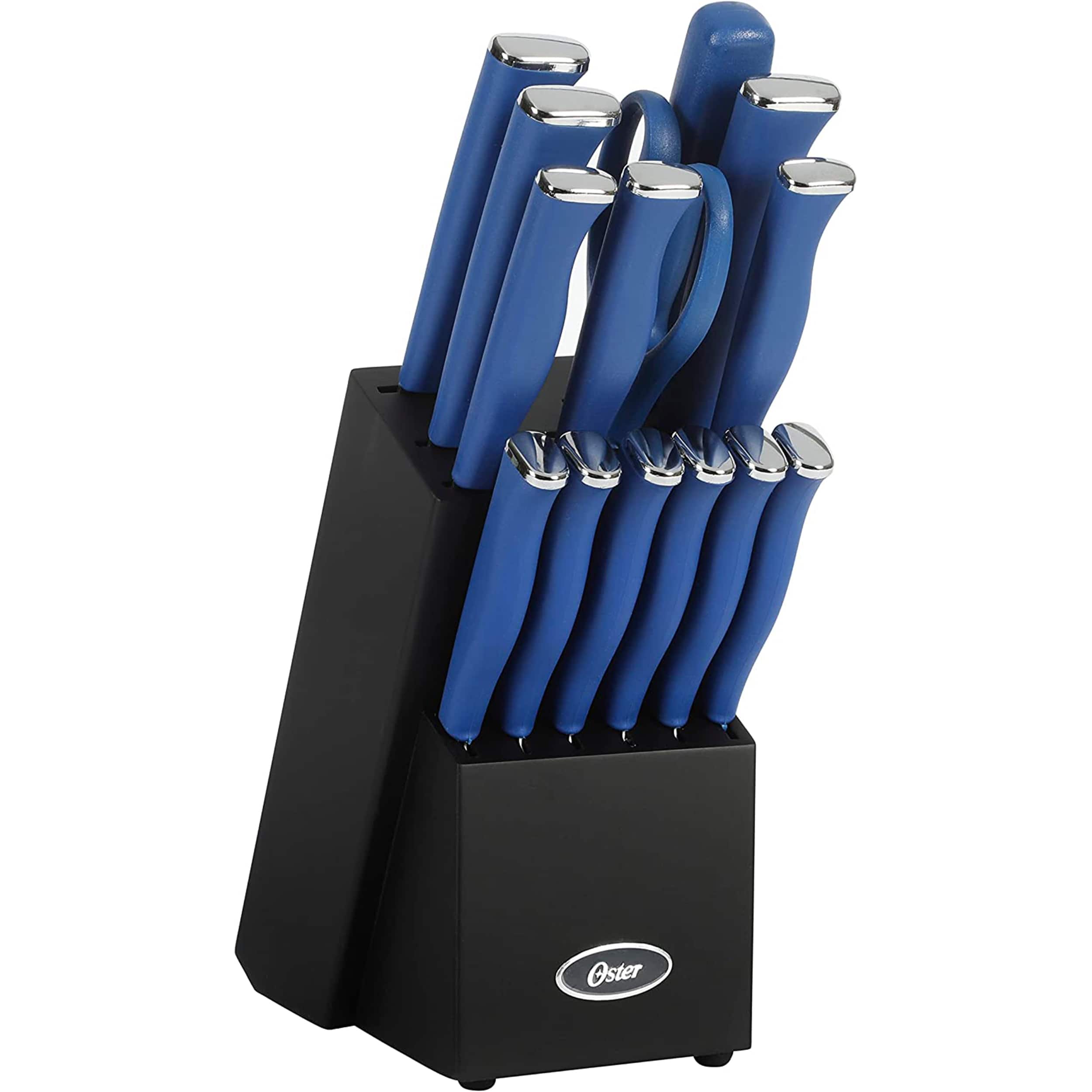 Front. Oster - Oster Langmore 15 Piece Stainless Steel Blade Cutlery Set in Dark Blue - Dark Blue.