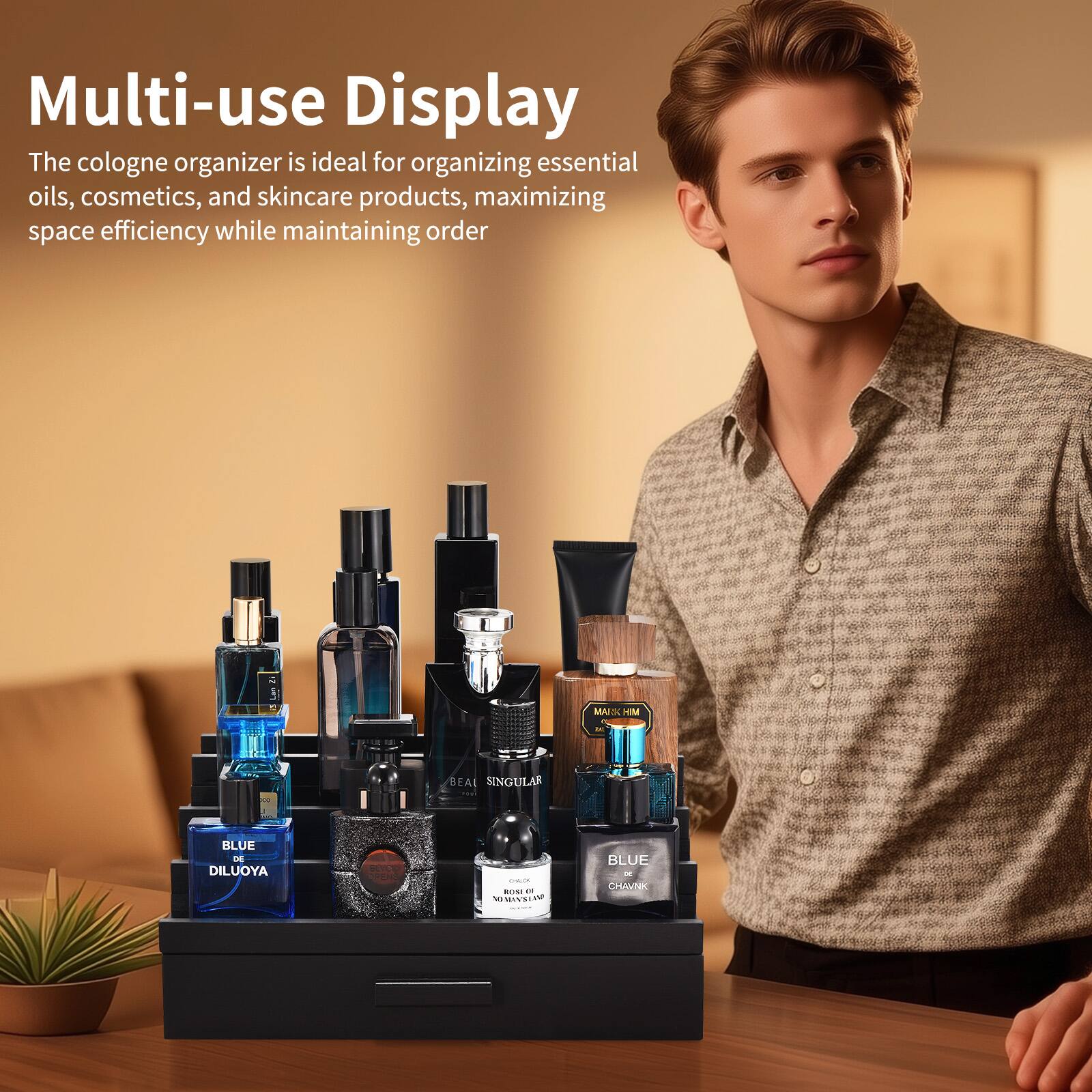 Multi-use Display

The cologne organizer is ideal for organizing essential oils, cosmetics, and skincare products, maximizing space efficiency while maintaining order.

MAJH HIM - BEAL SINGULAR BLUE - DILUOYA BT - 1 IVS BLUE - CHAVRR