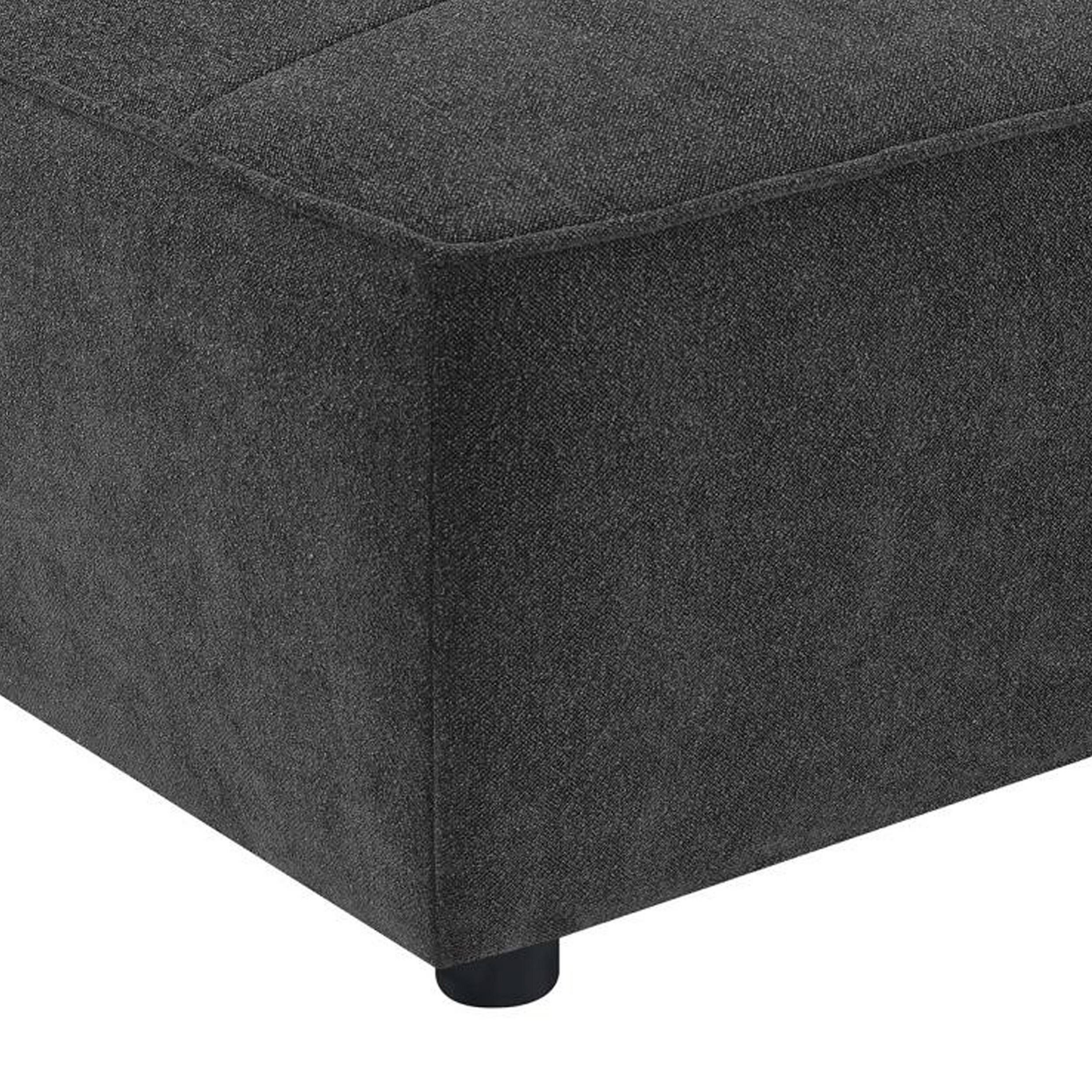 Alt View 3. Manhattan Lane - Suri 35 Inch Ottoman, Soft Boucle Fabric, Horizontal Stitching, Gray - Gray.