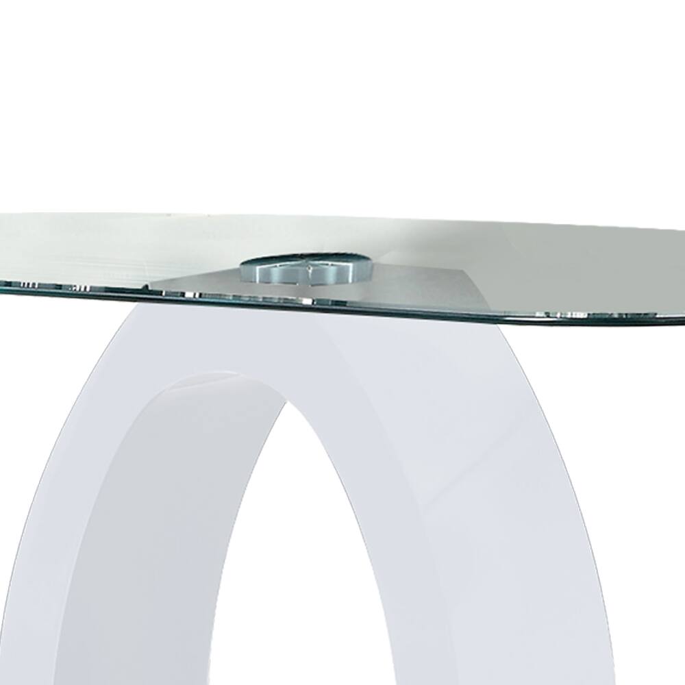 Alt View 1. Manhattan Lane - Contemporary Tempered Glass Top Sofa Table with O Shape Base - White.