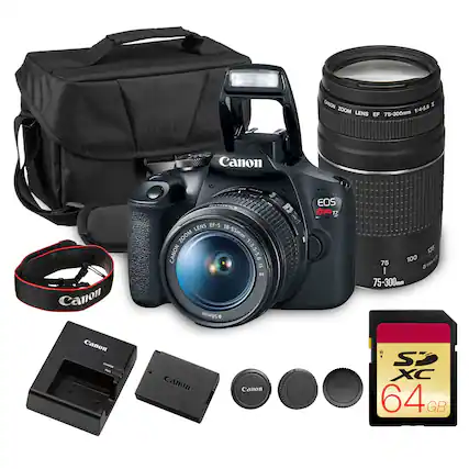 CANON 1:4-5.6 ZOOM LENS 75-300mm EF S Canon Canon LENS EF-S ZOOM 18-55mm CANON 1:3.5-5.6 15 F 58mm M EOS REBEL TZ IS 100 Lme 75 & I 75-300mm Canon INANC UL Canon Canon c ismom 45 SD XC 64GB GB