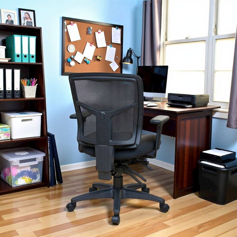 Alt View 2. FurniFact - Ergonomic Mesh Office Chair – Mid-Back Task Chair With Mesh Seat - Brown.
