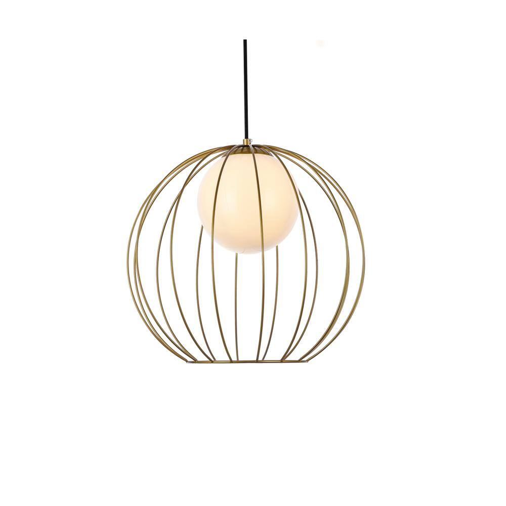 Alt View 5. Living District - Wetzel 1 light brass pendant - Brass And White.