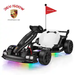 Wisairt - Porsche Official 36V Electric Drift Go Kart for Kids 6+ Up to 14 mph - Black