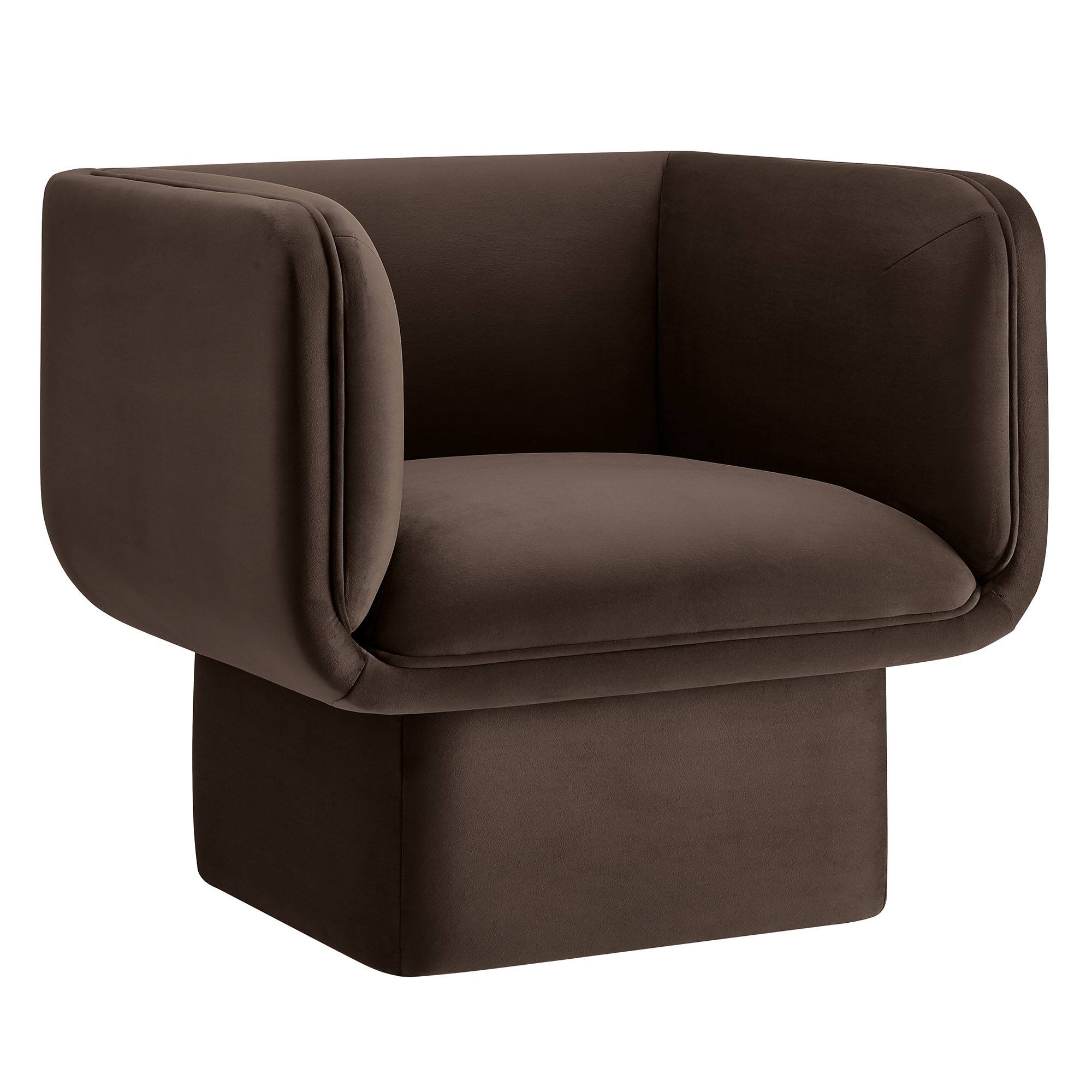 Angle. Modway - Tate Performance Velvet Accent Chair by Modway - Chocolate Brown.