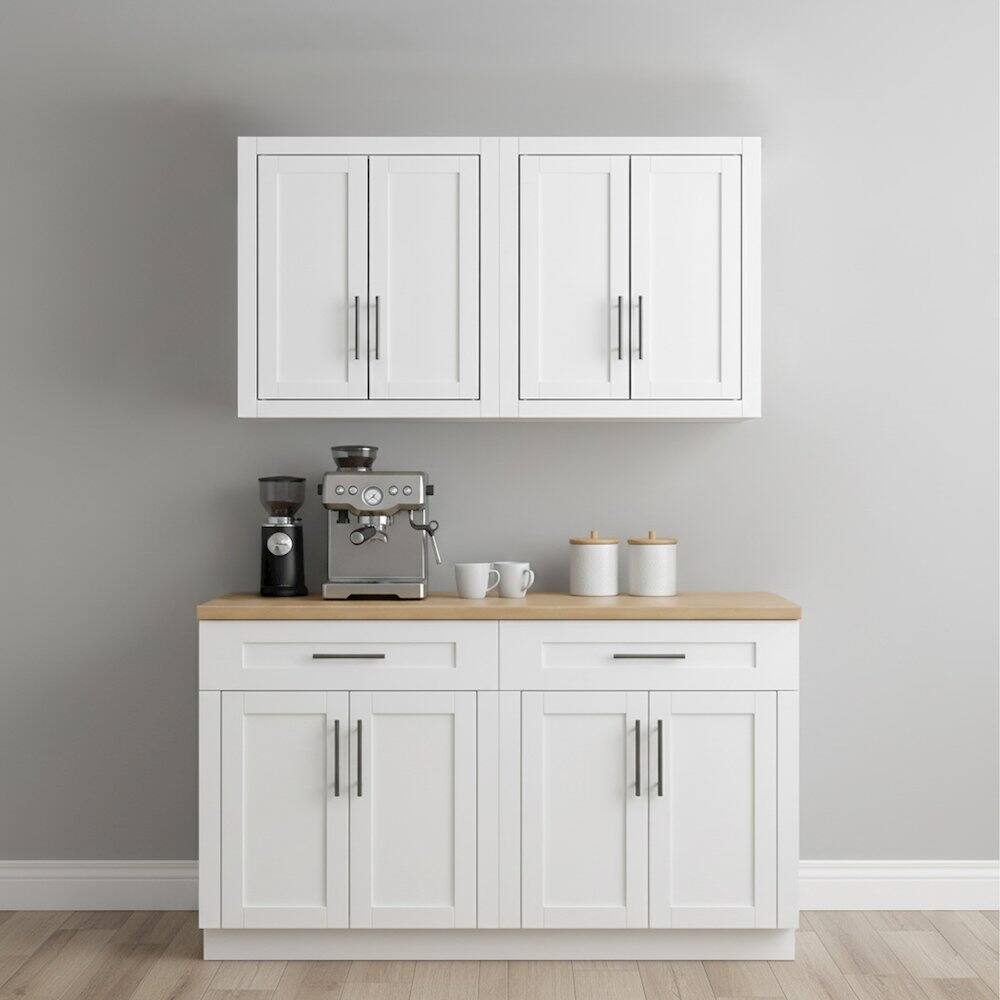 Alt View 6. Crosley Furniture - Savannah 2Pc Wall Kitchen Storage Cabinet - 2 Wall Cabinets - White.