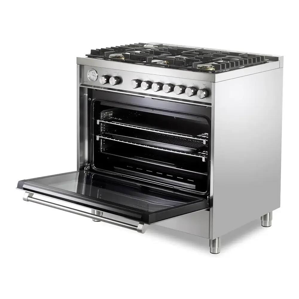 Alt View 3. Verona - Verona Ultima 36" Gas Range with 5 Sealed Burners in Stainless Steel - Stainless Steel.