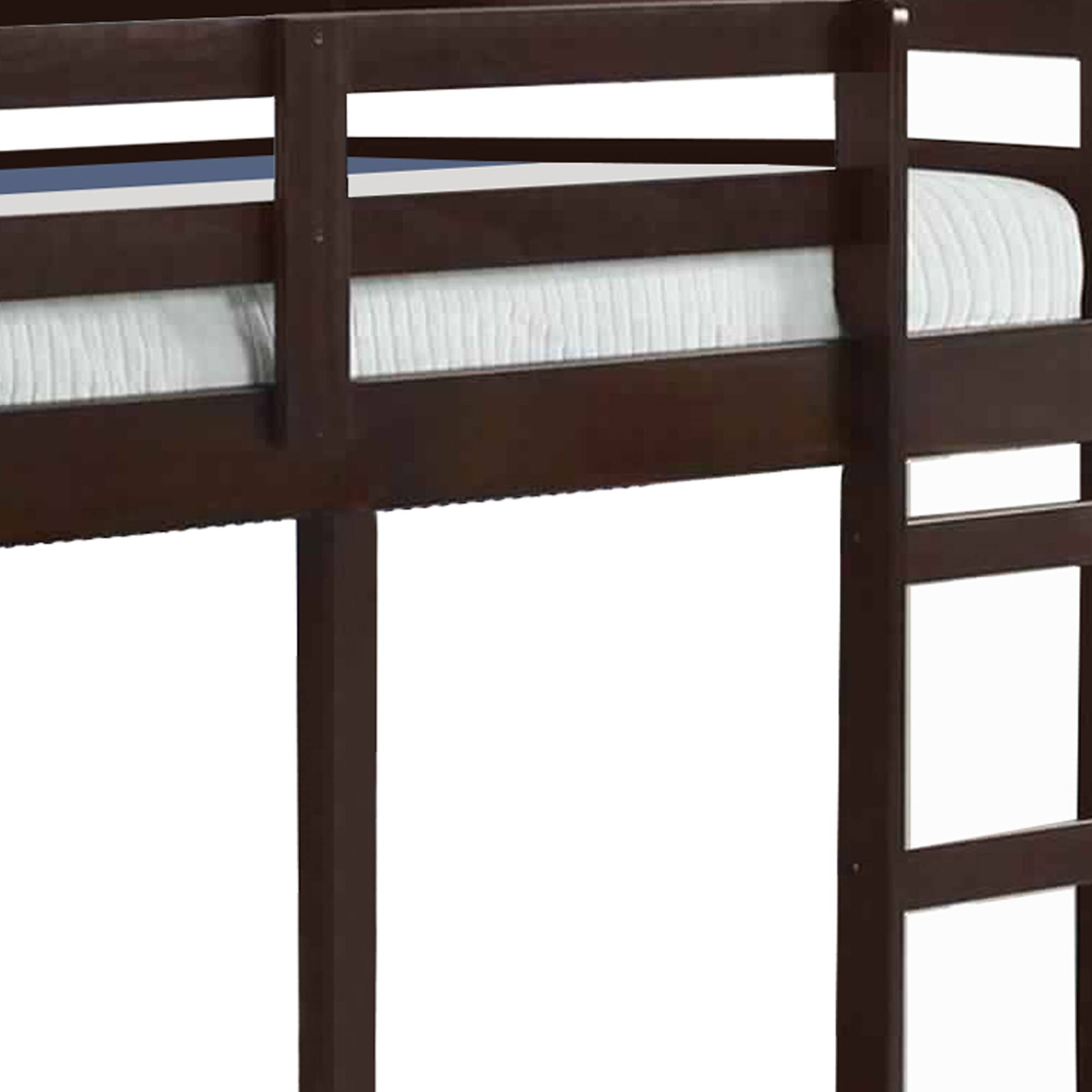 Alt View 2. Manhattan Lane - Twin Wooden Frame Loft Bed with Built In Ladder, Espresso Brown - Brown.