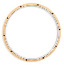 Front. Gibraltar Hardware - 14" 10-Lug Dunnett Hybrid Wood/Metal Snare Drum Hoop, Maple Outer Edge with Reinforced Steel Lining.
