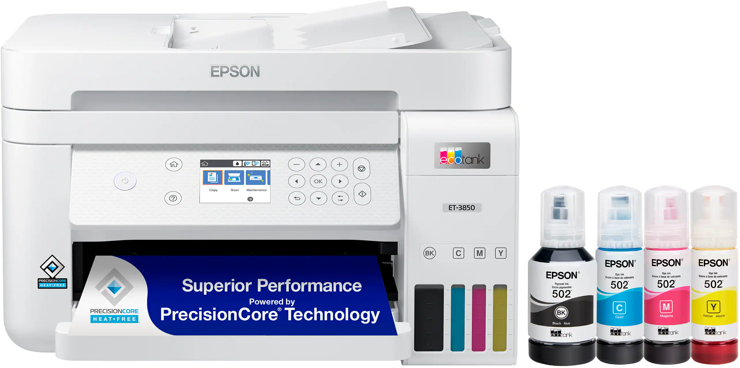 Epson - EcoTank ET-3850 All-in-One Cartridge-Free Supertank Printer (Refurbished) - White