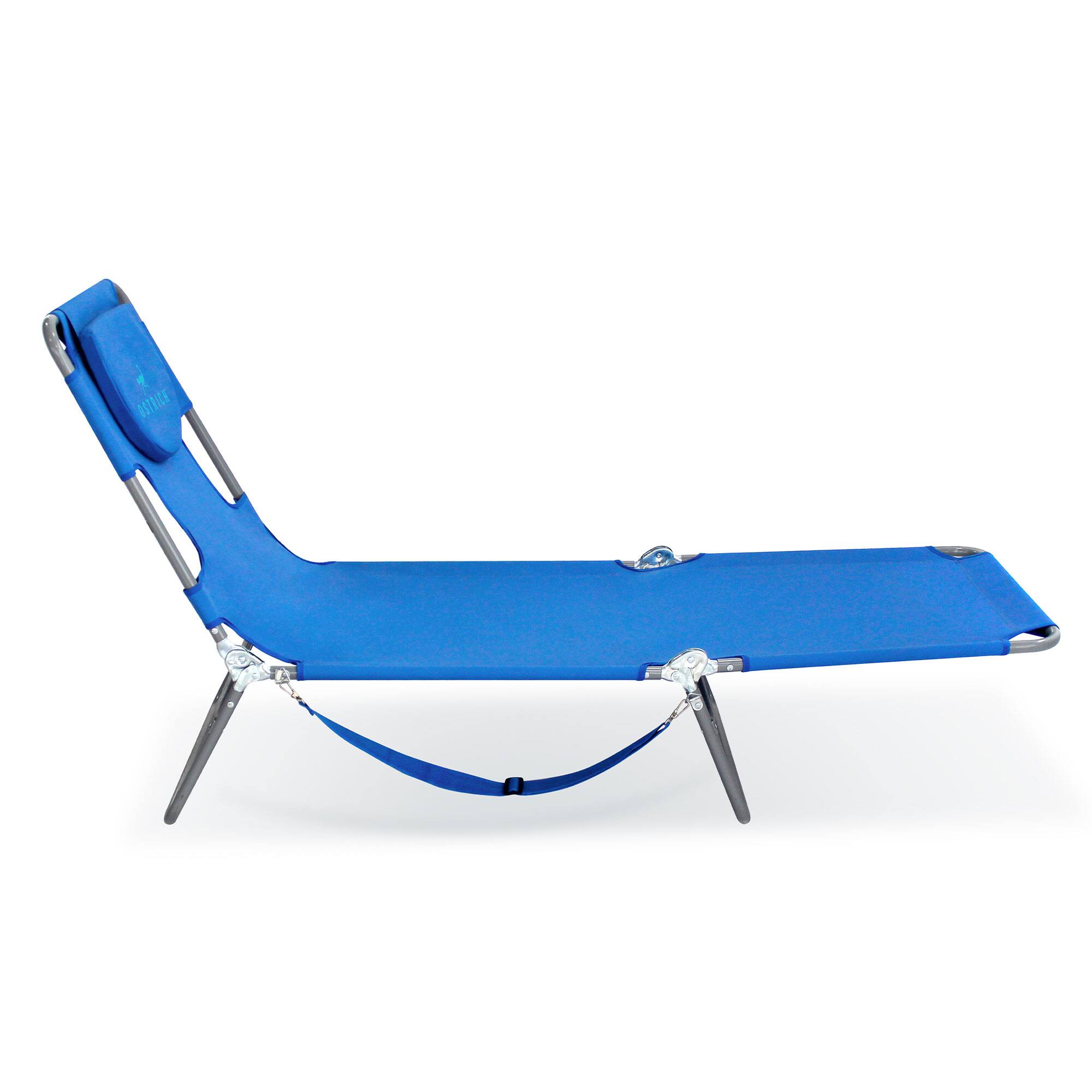 Alt View 5. Ostrich - Ostrich Chaise Lounge Folding Portable Sunbathing Poolside Beach Chair (2 Pack) - Blue.