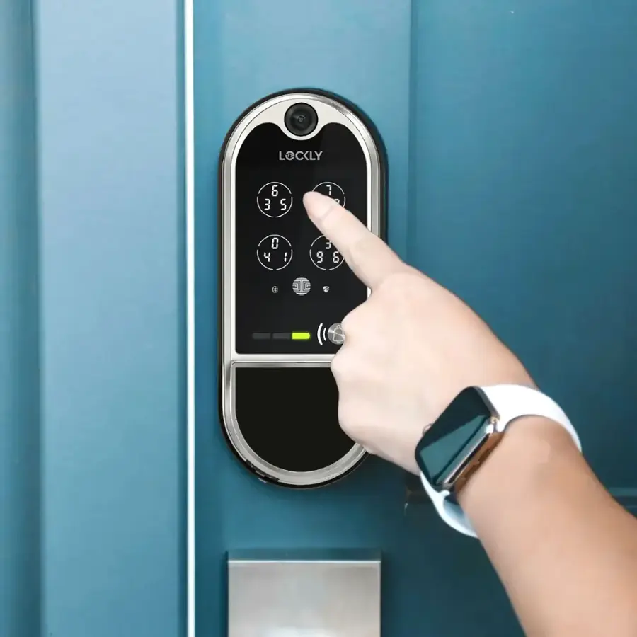 Alt View 15. Lockly - Vision Elite Video Doorbell Smart Lock Deadbolt Edition - Satin Nickel.