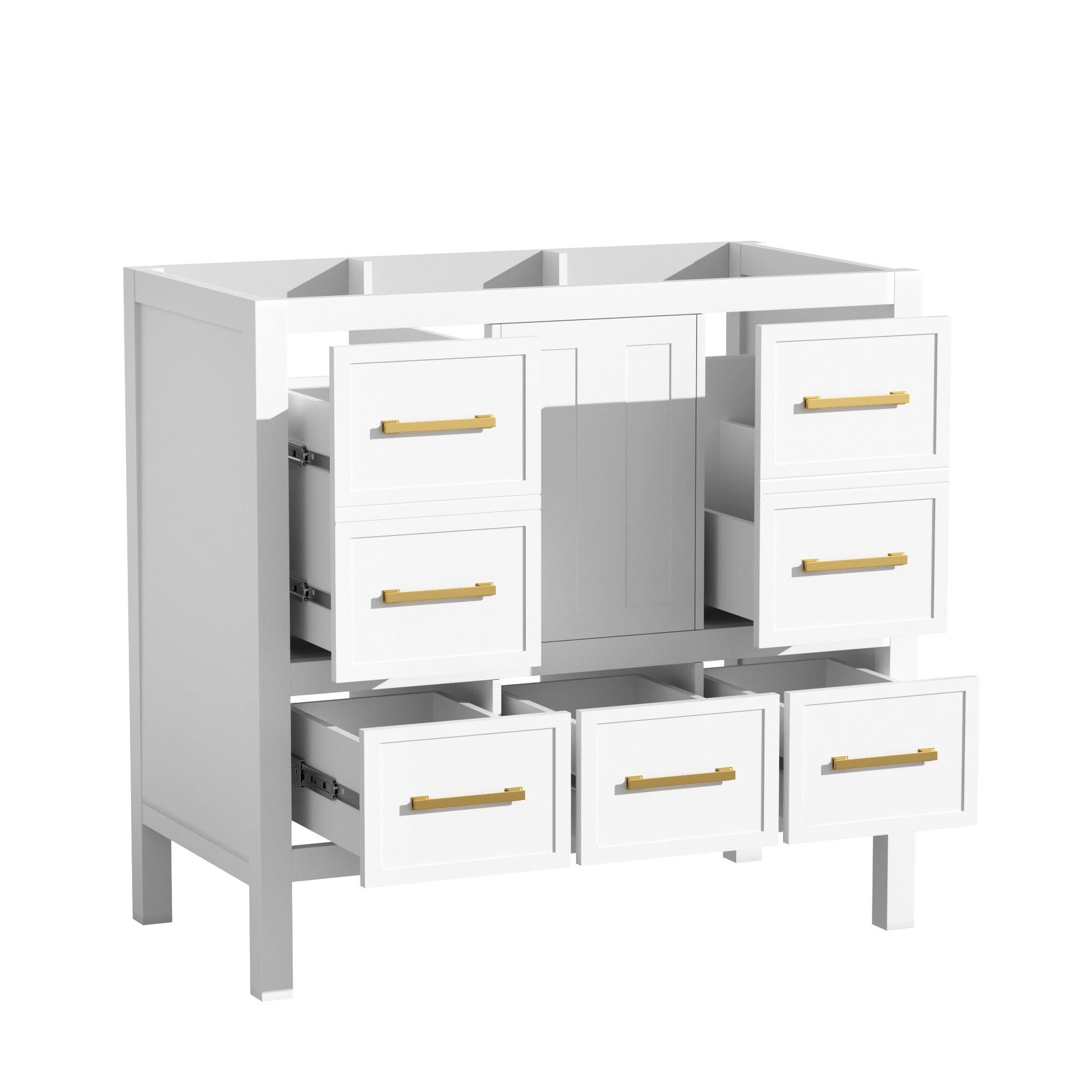 Alt View 5. Boyel Living - 36 Inch Bathroom Vanity Cabinet With Five Drawers No Sink White - White.