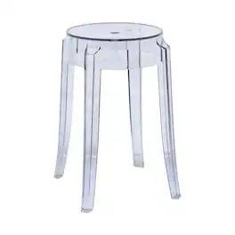 LeisureMod - Averill Modern Plastic Dining Stool, Durable Counter Height Stool for Kitchen and Dining Room - Clear