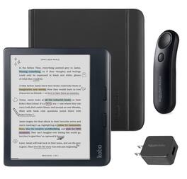 Kobo - Libra Colour (Black) eReader with Black Remote & AC Bundle - 2024 - Black Notebook SleepCover