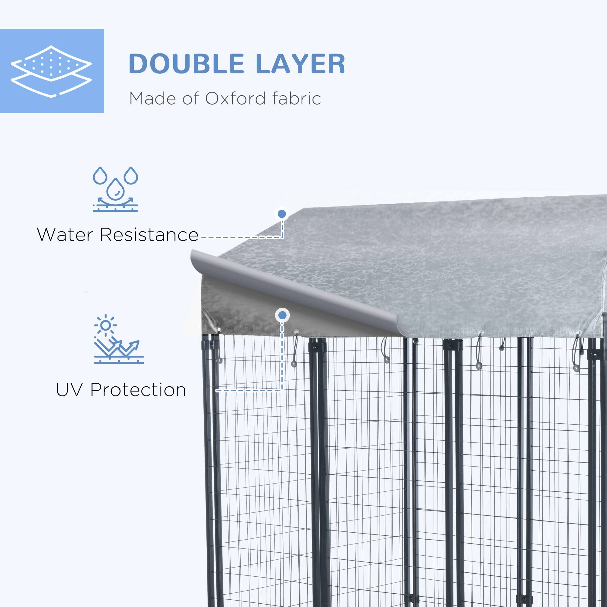DOUBLE LAYER  
Made of Oxford fabric  

Water Resistance  
UV Protection