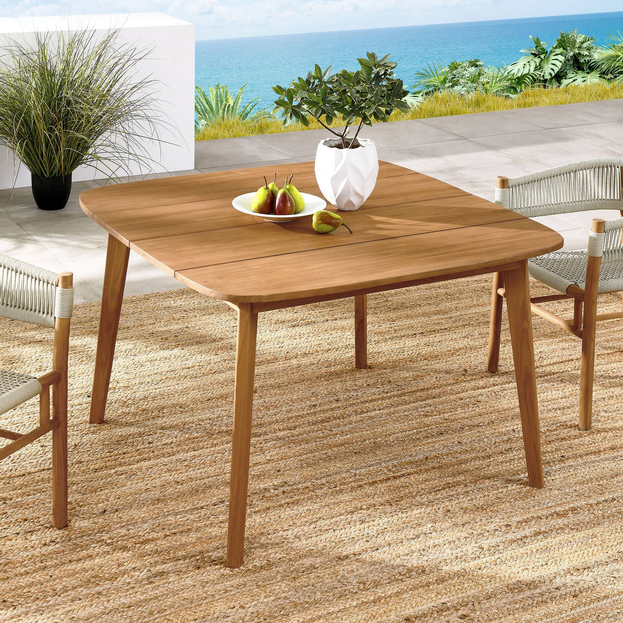 Front. Modway - Vienna 46" Square Outdoor Patio Teak Wood Dining Table by Modway - Natural.