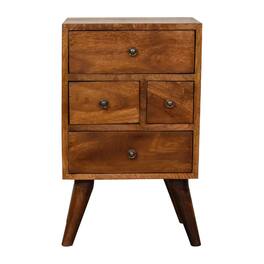 Artisan Furniture - Solid Wood 4 Drawer Multi Nightstand, Nordic legs, Dark Brown - Chestnut