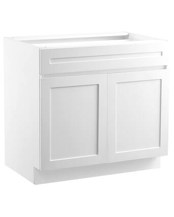 Front. VEVOR - White Shaker Base Cabinet with Drawer, 30-Inch Unassembled Drawer Base Cabinet, 30" W x 24" D x 34.5" H - White.