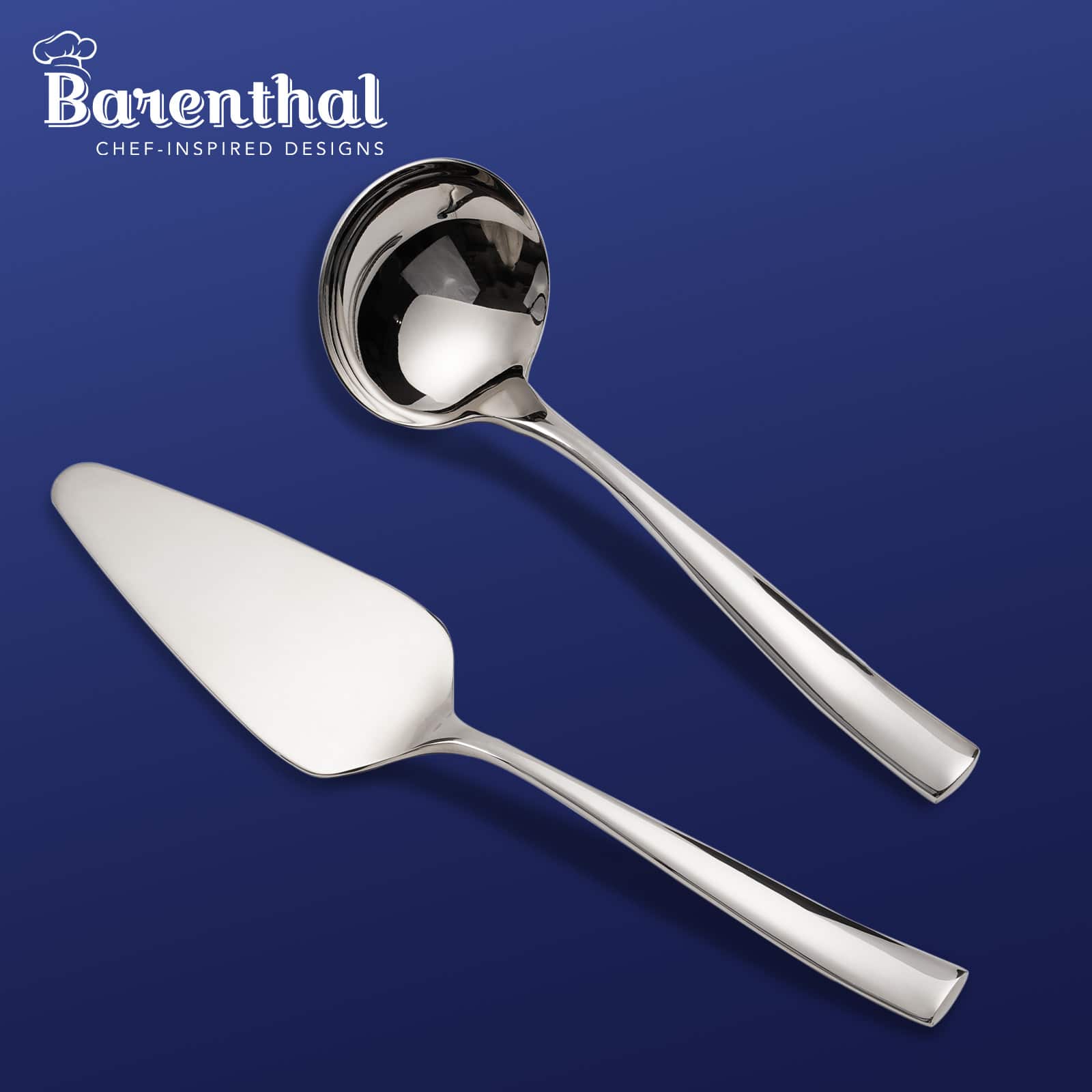 Hansmart - BARENTHAL 2Pcs Stainless Steel Gravy ladle and Pastry ServerCake Spatula Pizza Cheese Server Cake Dividing Knife - Silver