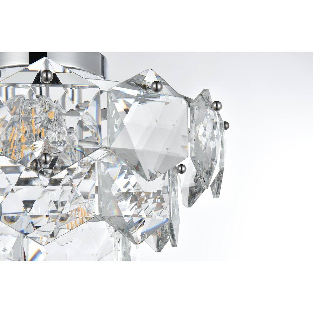 Alt View 1. Elegant Lighting - Adaline 16 Inch Flush Mount Ceiling Light In Chrome - Chrome And Clear.