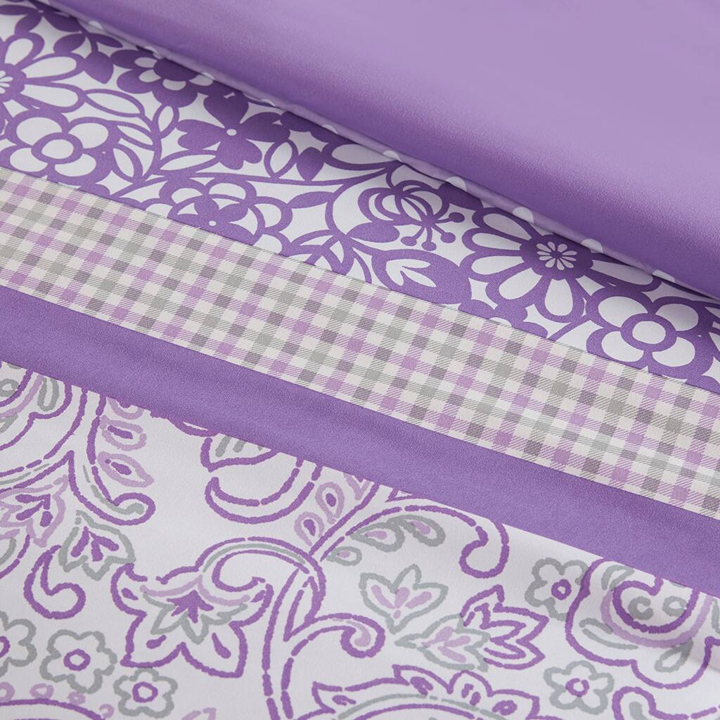 Alt View 5. Gracie Mills - Gracie Mills Lilibeth Striped motif of Floral Paisley and Polka dots Printed Comforter Set - Purple.