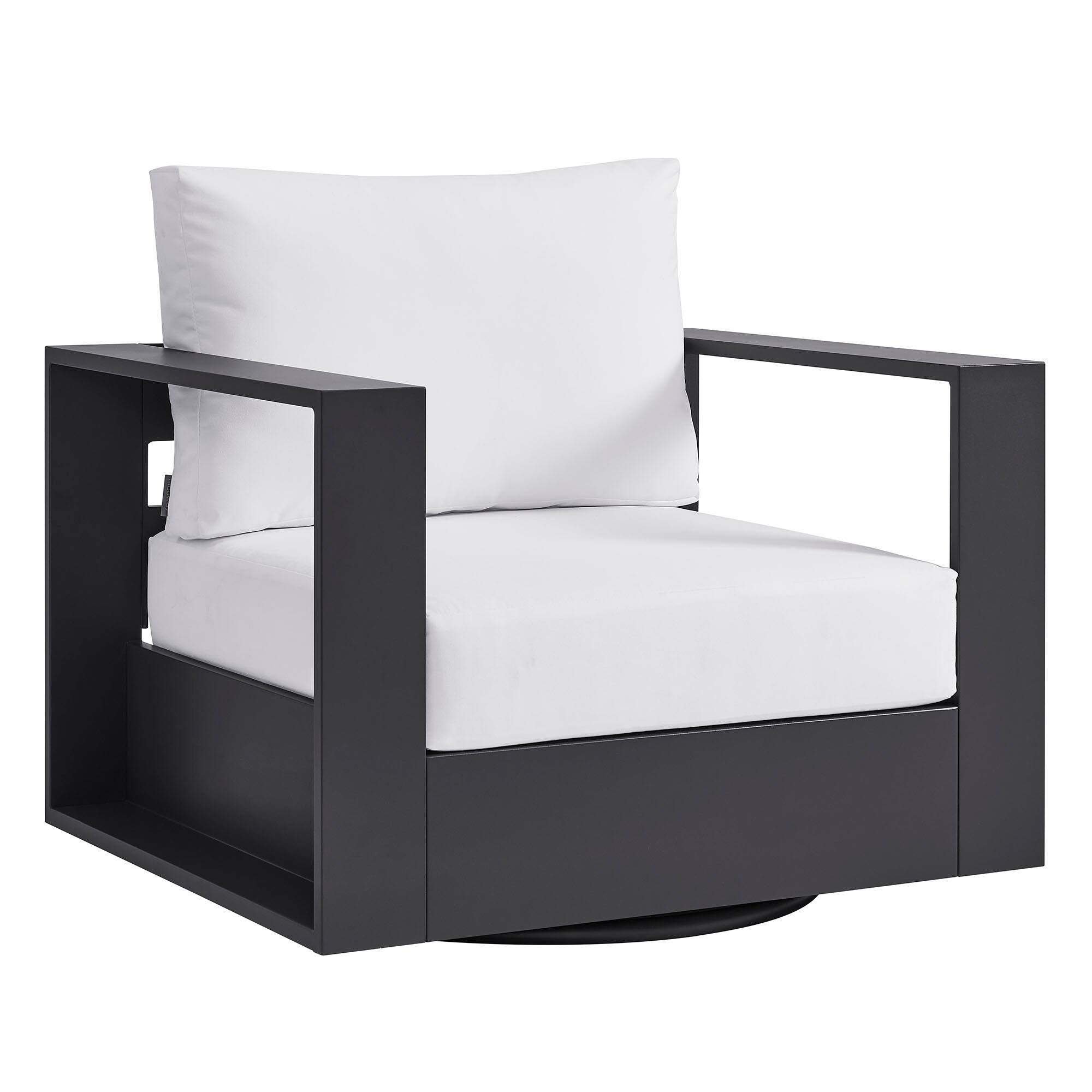 Angle. Modway - Tahoe Outdoor Powder-Coated Aluminum Swivel Armchair by Modway - Gray White.