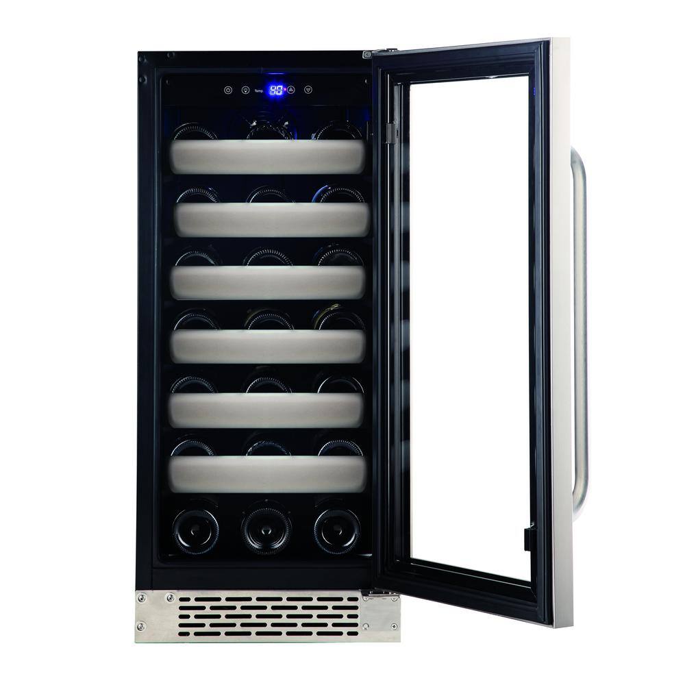 Angle. Whynter - BWR-331SL Elite 33 Bottle Seamless Stainless Steel Door Single Zone Built-in Wine Refrigerator - Stainless Steel / Black.