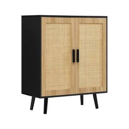 Mullets Homeiances - RATTAN CABINET WITH ADJUSTABLE SHELF - Black