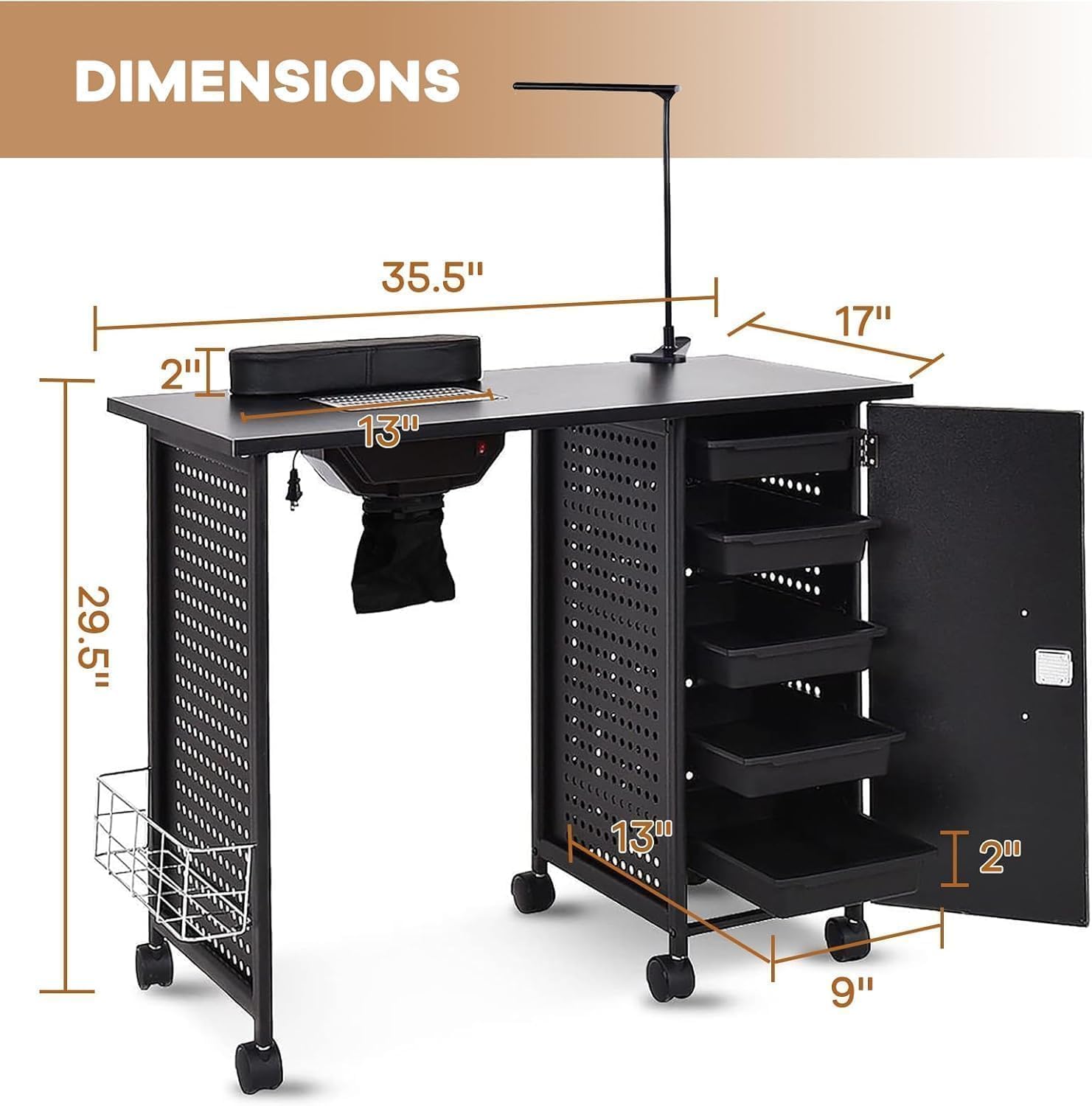 DIMENSIONS  
2" 35.5" 13" 17" 29.5" 13" 2" 9"