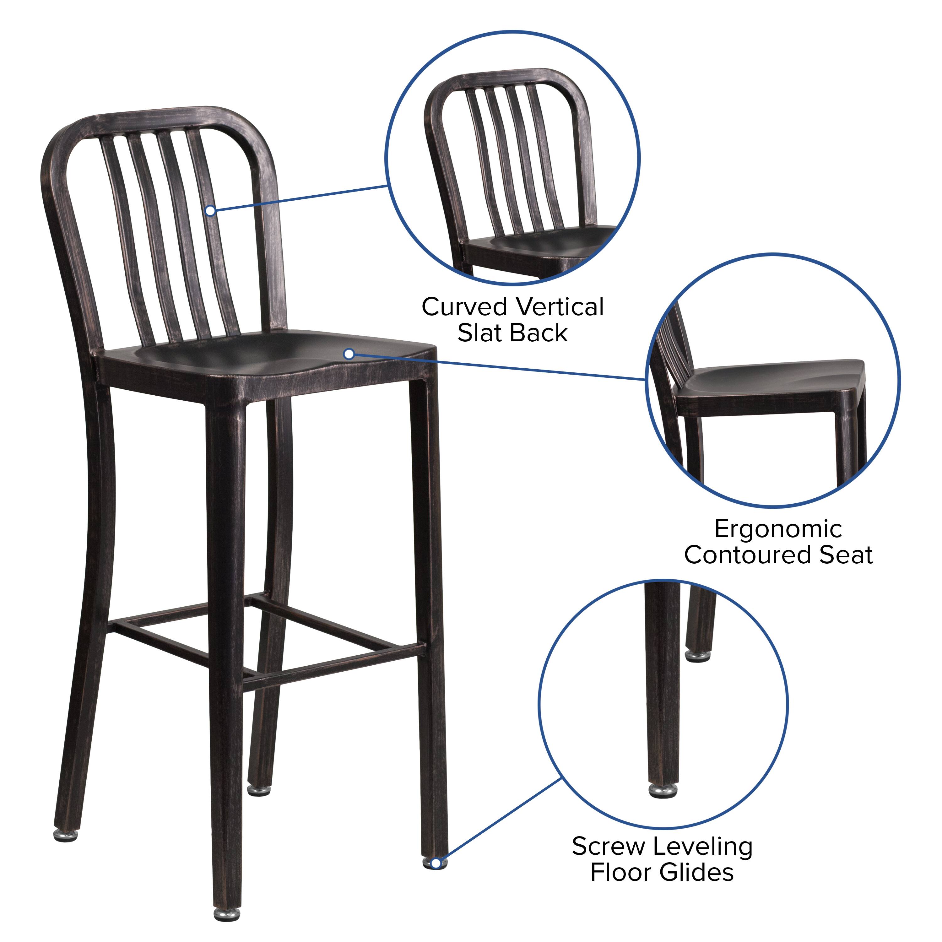 Curved Vertical Slat Back  
Ergonomic Contoured Seat  
Screw Leveling Floor Glides